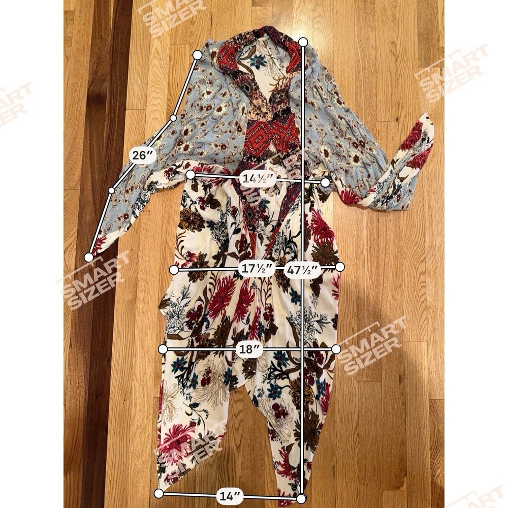 Umgee Boho‎ Duster Kimono Long Cardigan Mixed Print Floral M/L - Picture 9 of 9